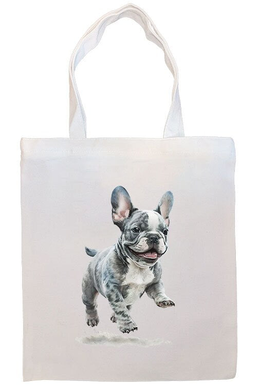 Stylish 'Frenchie' Canvas Tote Bag with zipper, handles, and inner pocket, perfect for shopping and daily use.