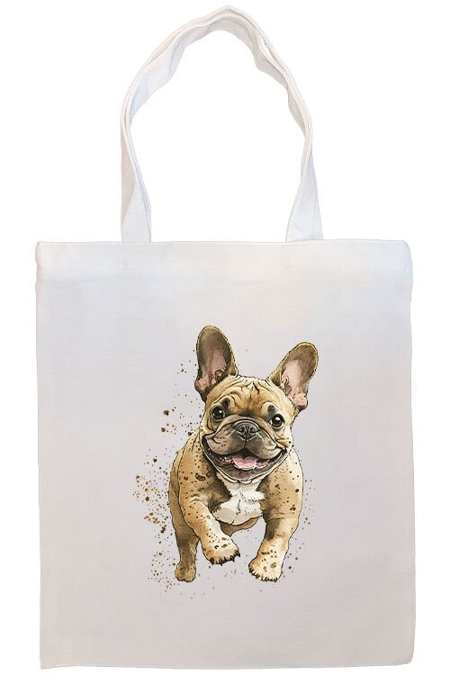 Stylish 'Frenchie' Canvas Tote Bag with zipper, handles, and inner pocket, perfect for shopping and daily use.