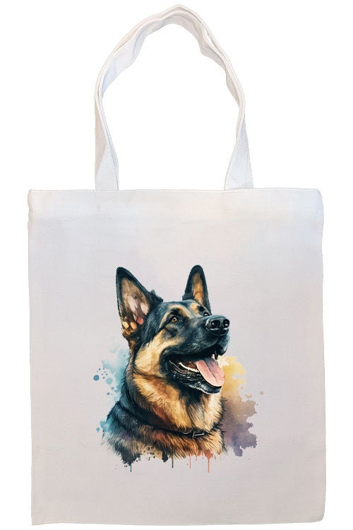 A stylish canvas tote bag featuring a German Shepherd design, zippered closure, and inner pocket, perfect for daily use and shopping.