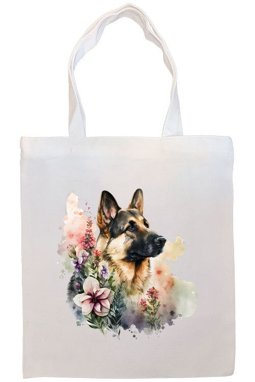 A stylish canvas tote bag featuring a German Shepherd design, zippered closure, and inner pocket, perfect for daily use and shopping.