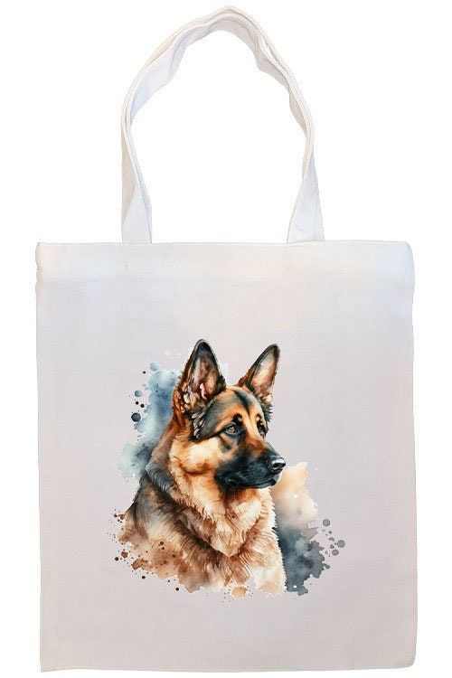 A stylish canvas tote bag featuring a German Shepherd design, zippered closure, and inner pocket, perfect for daily use and shopping.