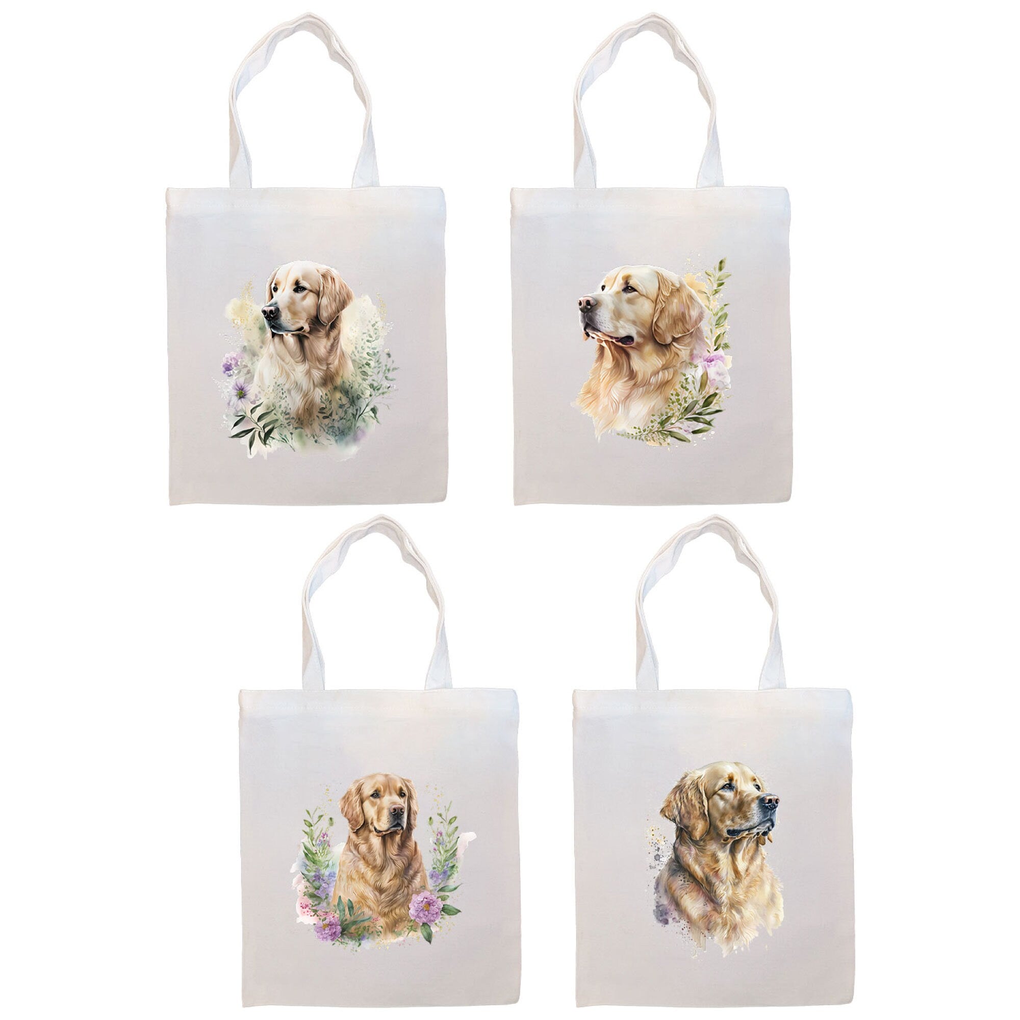 Golden Retriever Canvas Tote Bag with zippered closure and inner pocket, perfect for shopping and daily use.