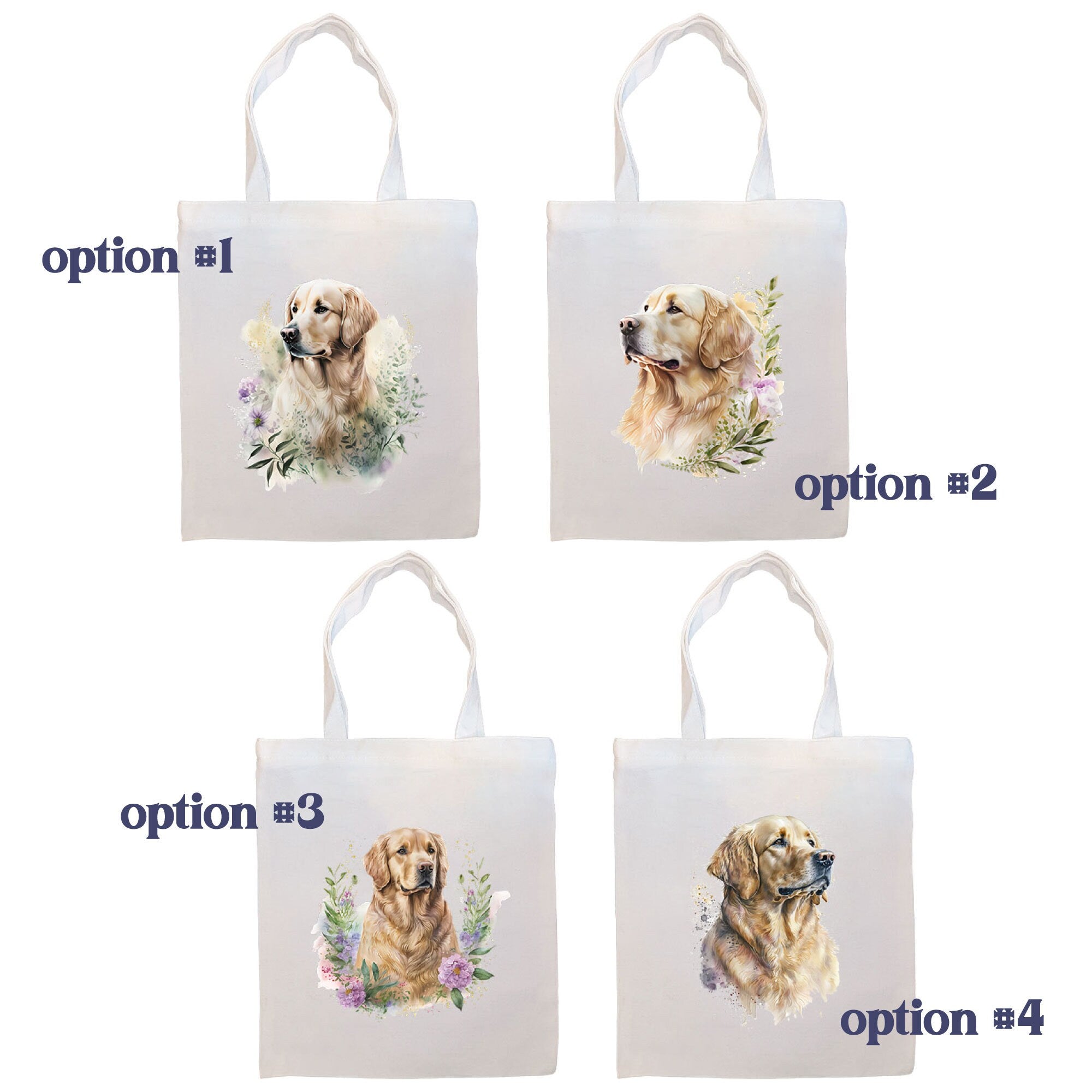Golden Retriever Canvas Tote Bag with zippered closure and inner pocket, perfect for shopping and daily use.