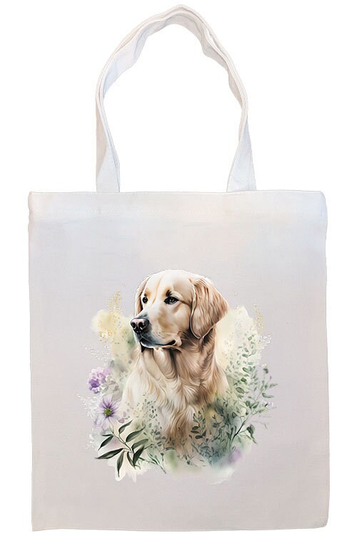 Golden Retriever Canvas Tote Bag with zippered closure and inner pocket, perfect for shopping and daily use.