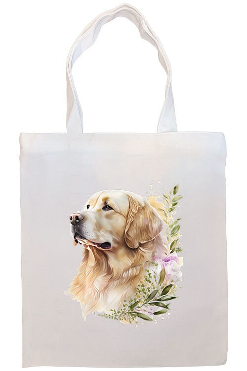 Golden Retriever Canvas Tote Bag with zippered closure and inner pocket, perfect for shopping and daily use.