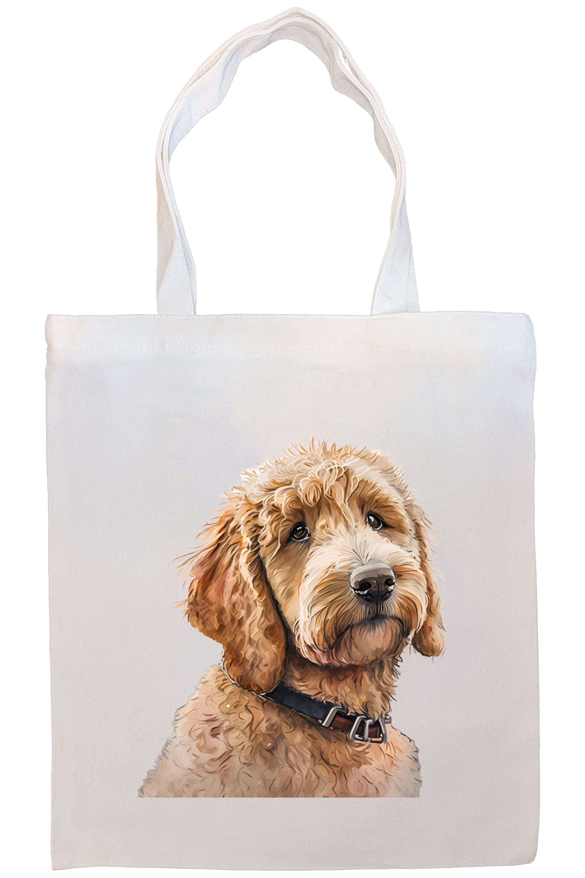 A stylish Goldendoodle Canvas Tote Bag featuring a zippered closure, sturdy handles, and an inner pocket, perfect for shopping and daily use.