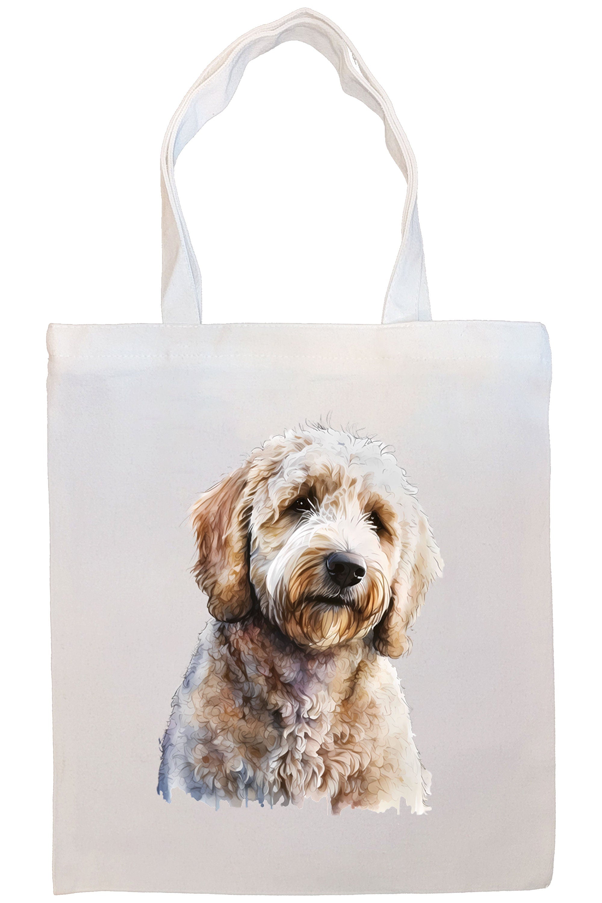 A stylish Goldendoodle Canvas Tote Bag featuring a zippered closure, sturdy handles, and an inner pocket, perfect for shopping and daily use.
