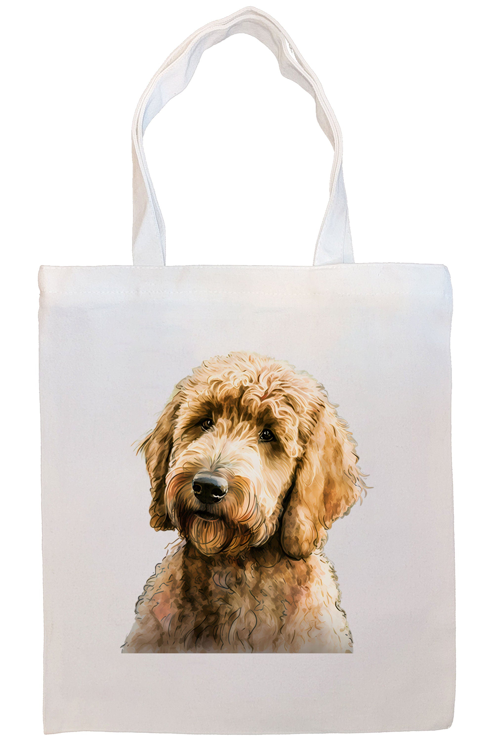 A stylish Goldendoodle Canvas Tote Bag featuring a zippered closure, sturdy handles, and an inner pocket, perfect for shopping and daily use.