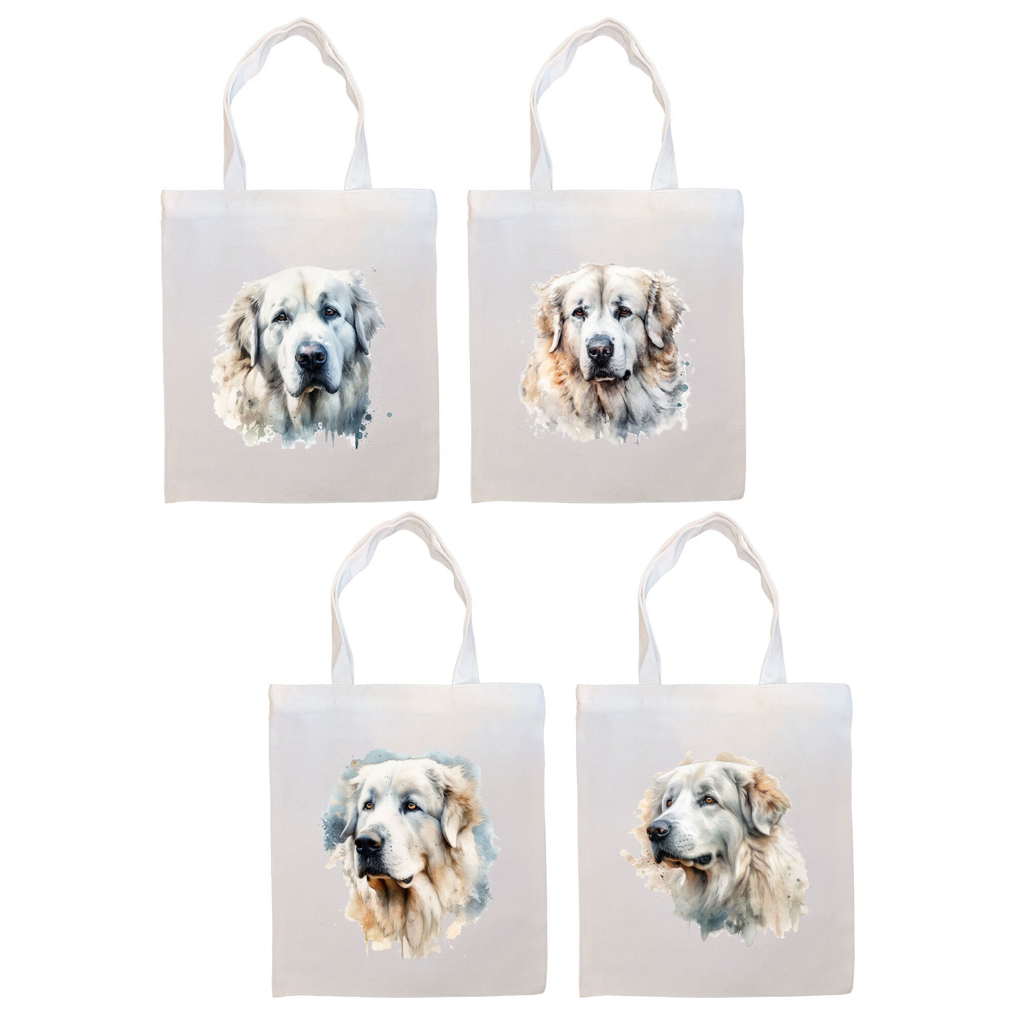 Great Pyrenees Canvas Tote Bag with zippered closure, handles, and inner pocket, perfect for shopping and daily use.