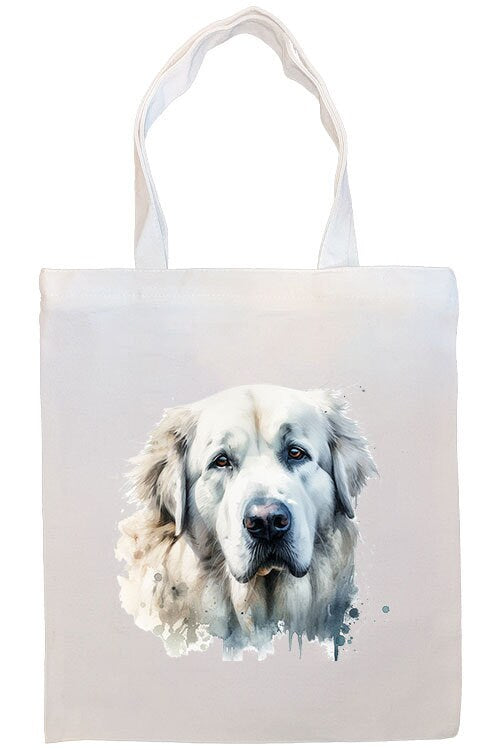 Great Pyrenees Canvas Tote Bag with zippered closure, handles, and inner pocket, perfect for shopping and daily use.