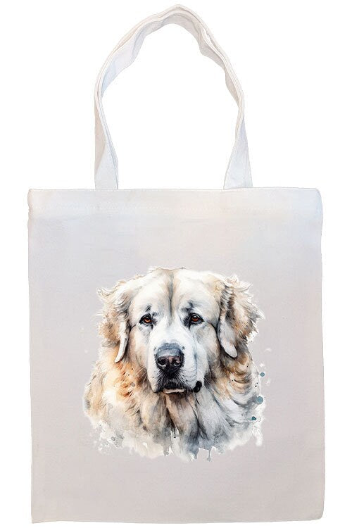 Great Pyrenees Canvas Tote Bag with zippered closure, handles, and inner pocket, perfect for shopping and daily use.