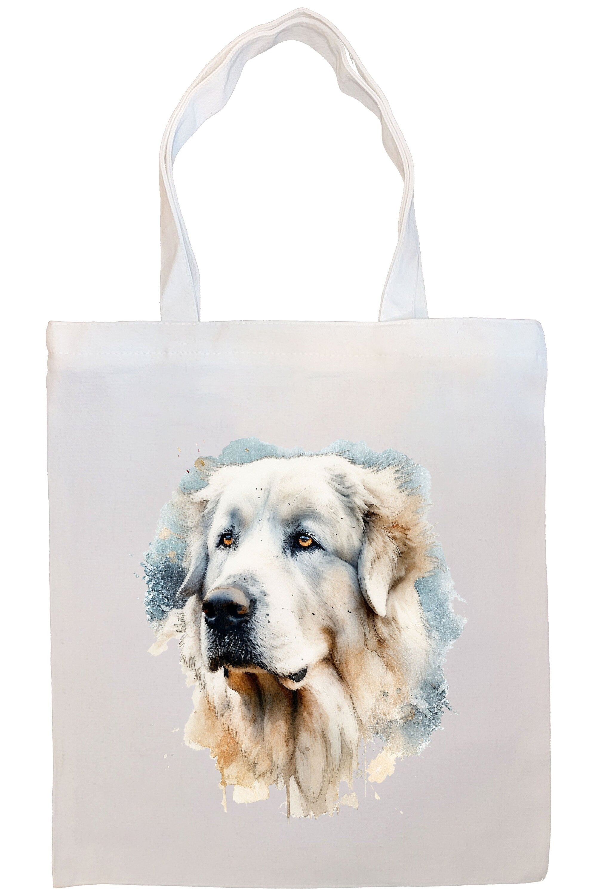 Great Pyrenees Canvas Tote Bag with zippered closure, handles, and inner pocket, perfect for shopping and daily use.