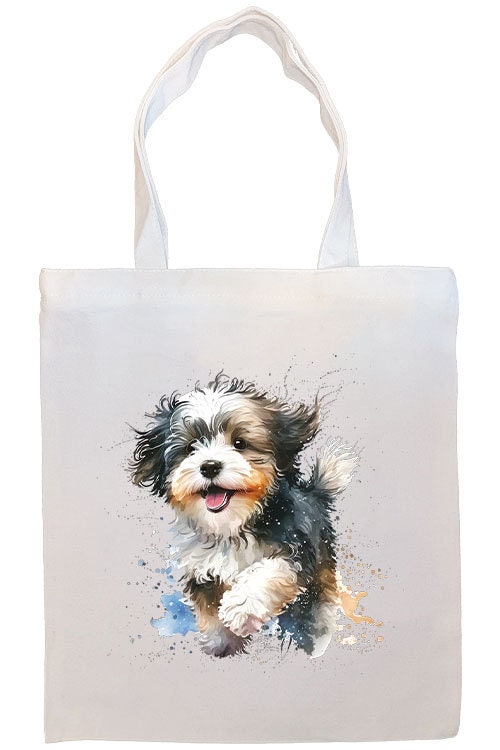 Stylish Havanese Canvas Tote Bag with zipper, handles, and inner pocket, perfect for shopping and daily use.