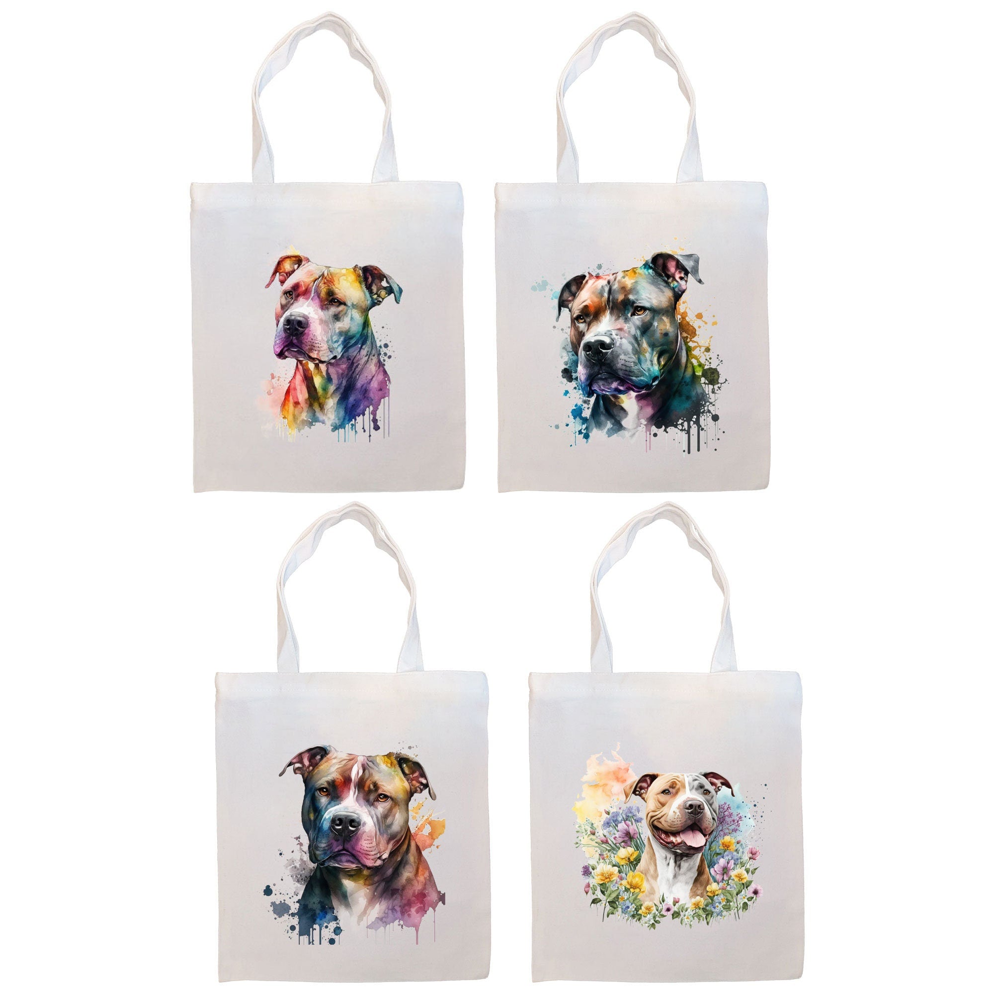 Stylish Pit Bull Canvas Tote Bag with zipper and inner pocket, perfect for shopping and daily use.