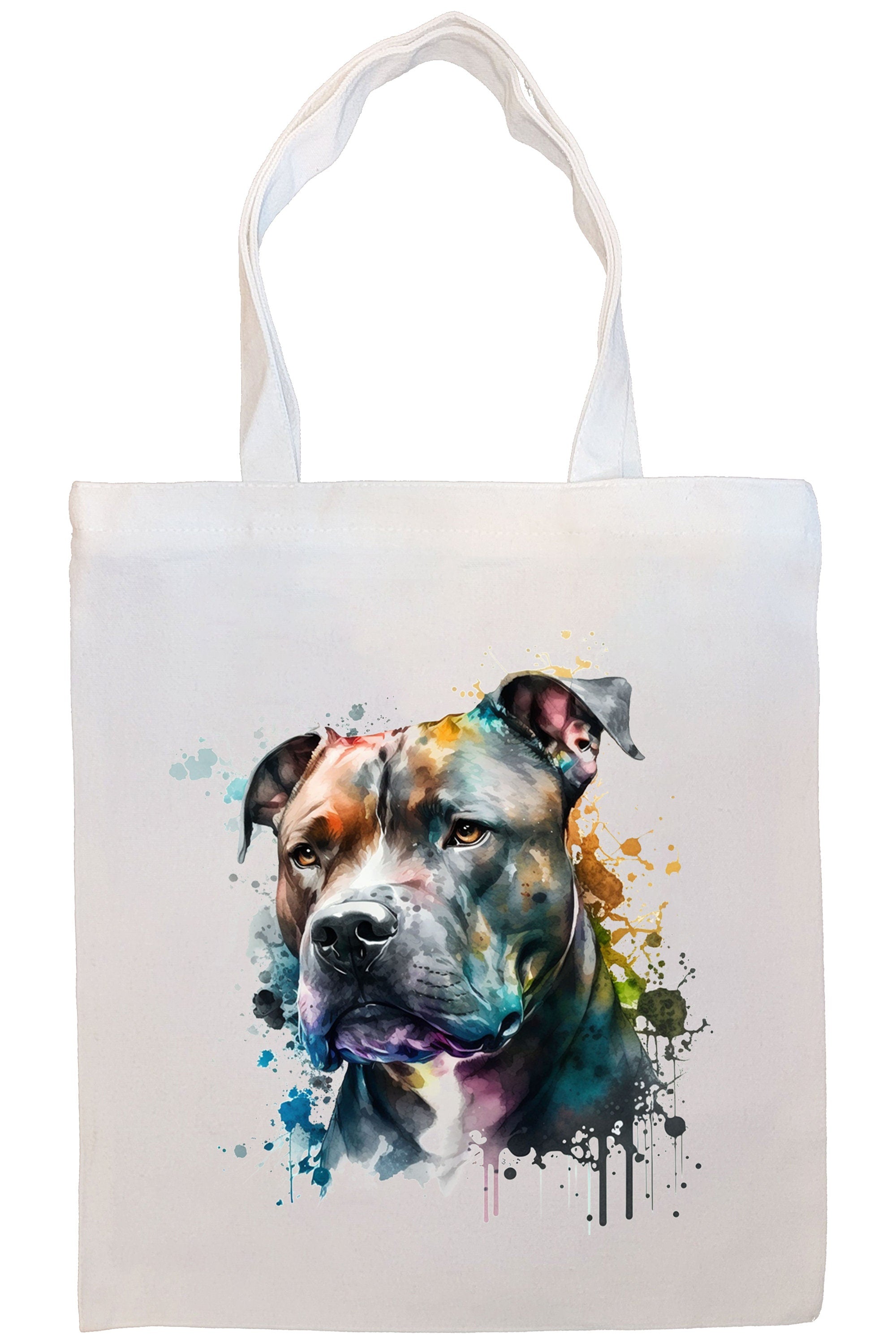 Stylish Pit Bull Canvas Tote Bag with zipper and inner pocket, perfect for shopping and daily use.