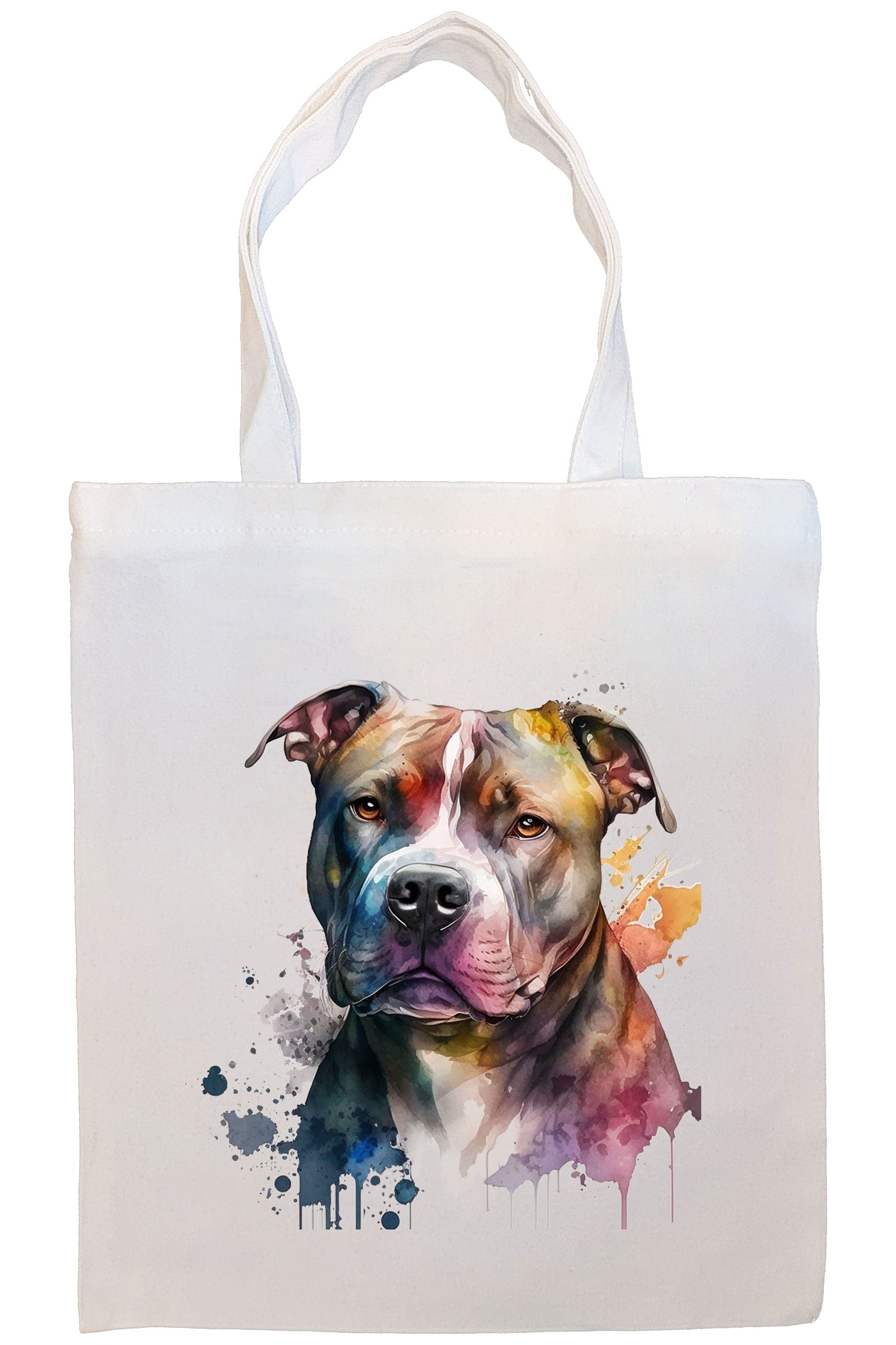 Stylish Pit Bull Canvas Tote Bag with zipper and inner pocket, perfect for shopping and daily use.