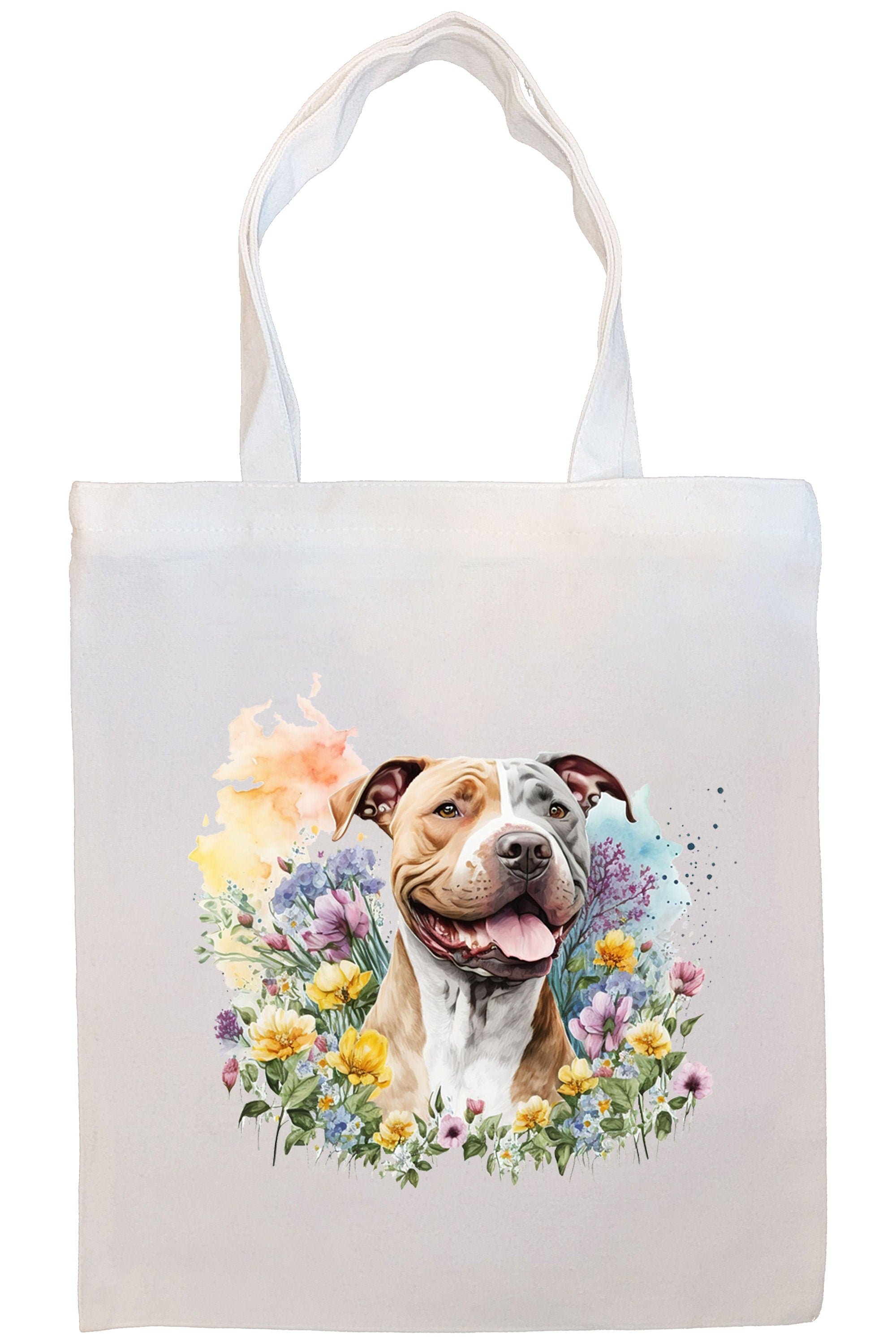 Stylish Pit Bull Canvas Tote Bag with zipper and inner pocket, perfect for shopping and daily use.
