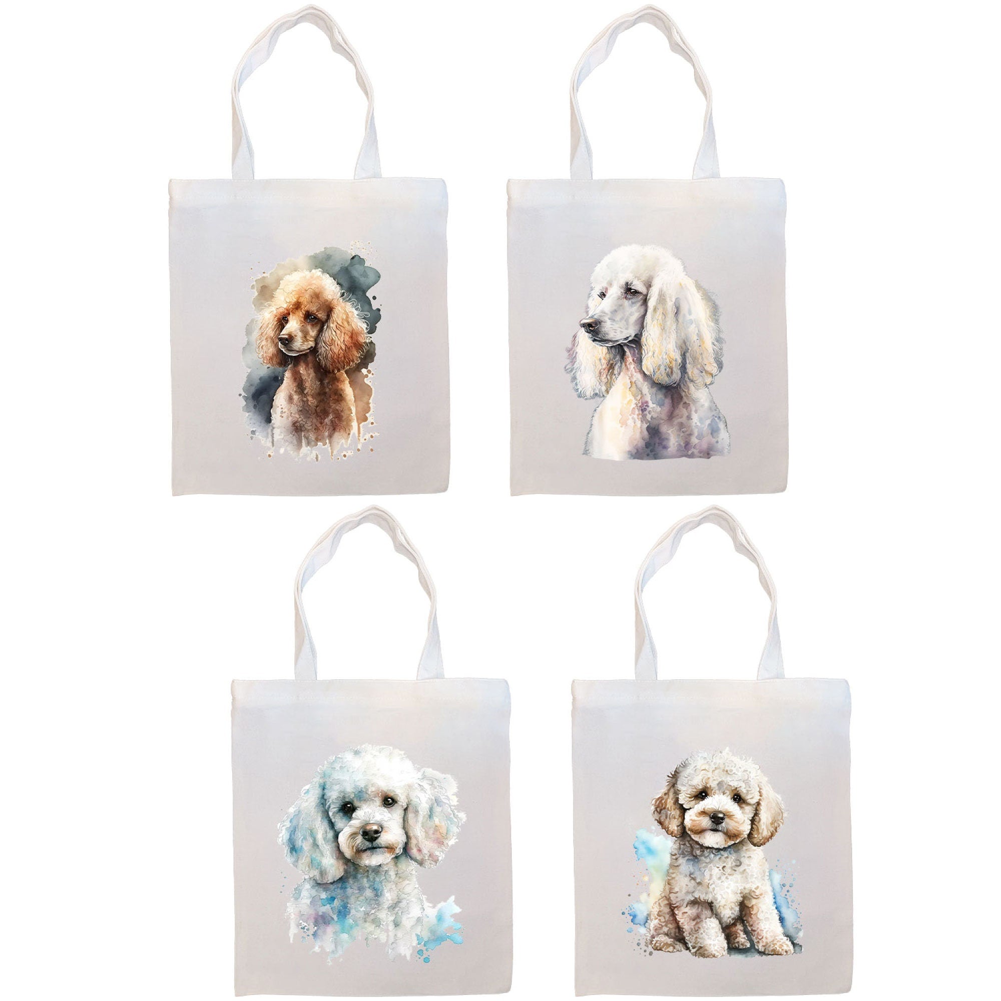 A stylish Poodle Canvas Tote Bag featuring a zippered closure, sturdy handles, and an inner pocket, perfect for shopping and daily use.