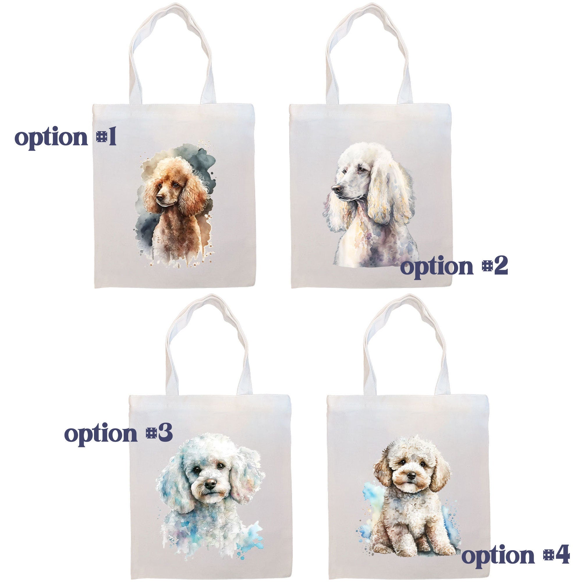 A stylish Poodle Canvas Tote Bag featuring a zippered closure, sturdy handles, and an inner pocket, perfect for shopping and daily use.