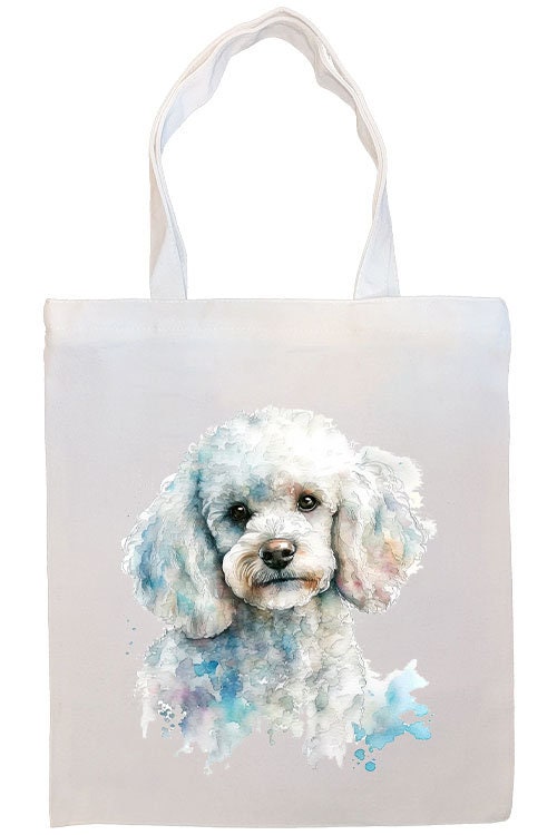 A stylish Poodle Canvas Tote Bag featuring a zippered closure, sturdy handles, and an inner pocket, perfect for shopping and daily use.