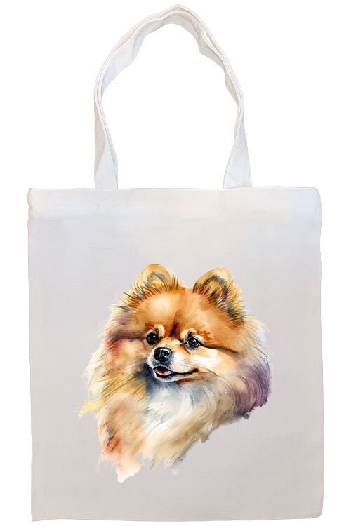 A stylish Pomeranian canvas tote bag featuring a zippered closure, sturdy handles, and an inner pocket, perfect for daily use.