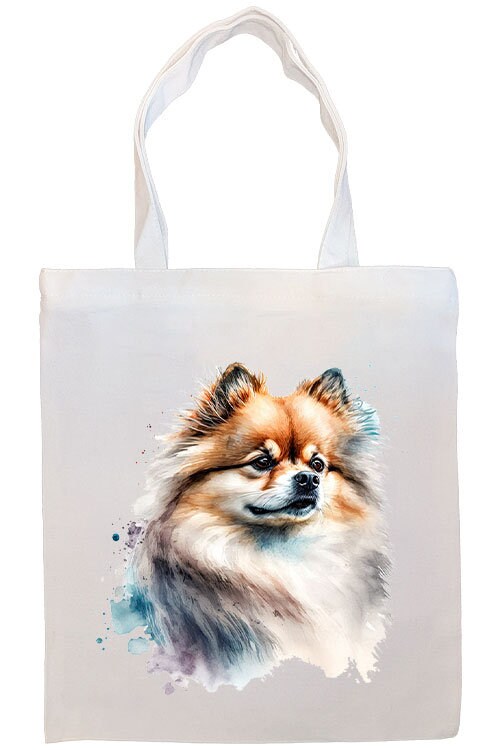 A stylish Pomeranian canvas tote bag featuring a zippered closure, sturdy handles, and an inner pocket, perfect for daily use.