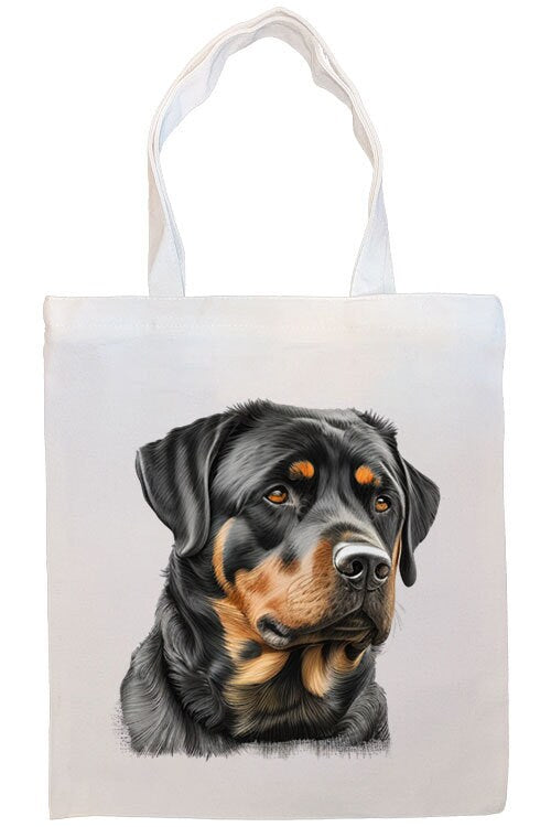 Rottweiler Canvas Tote Bag featuring zippered closure, handles, and inner pocket, perfect for shopping and daily use.