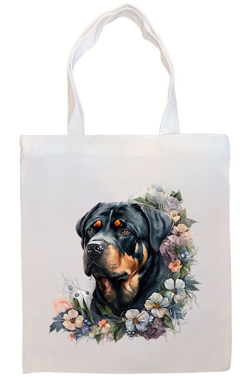 Rottweiler Canvas Tote Bag featuring zippered closure, handles, and inner pocket, perfect for shopping and daily use.
