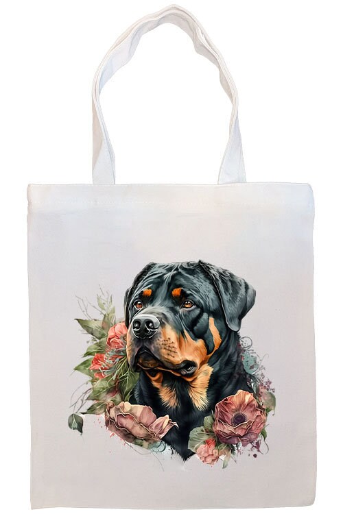 Rottweiler Canvas Tote Bag featuring zippered closure, handles, and inner pocket, perfect for shopping and daily use.