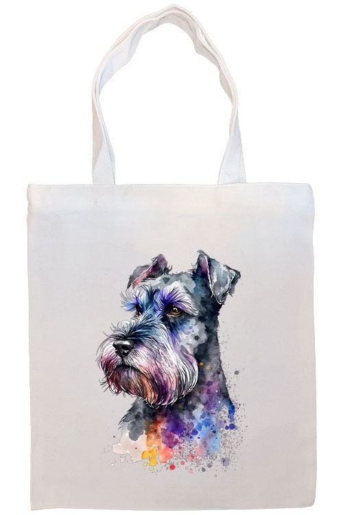A stylish Schnauzer-themed canvas tote bag with zipper and handles, featuring an inner pocket for convenience.