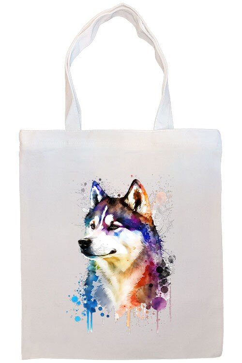 A stylish canvas tote bag featuring a Siberian Husky design, zippered closure, and inner pocket, perfect for shopping and daily use.