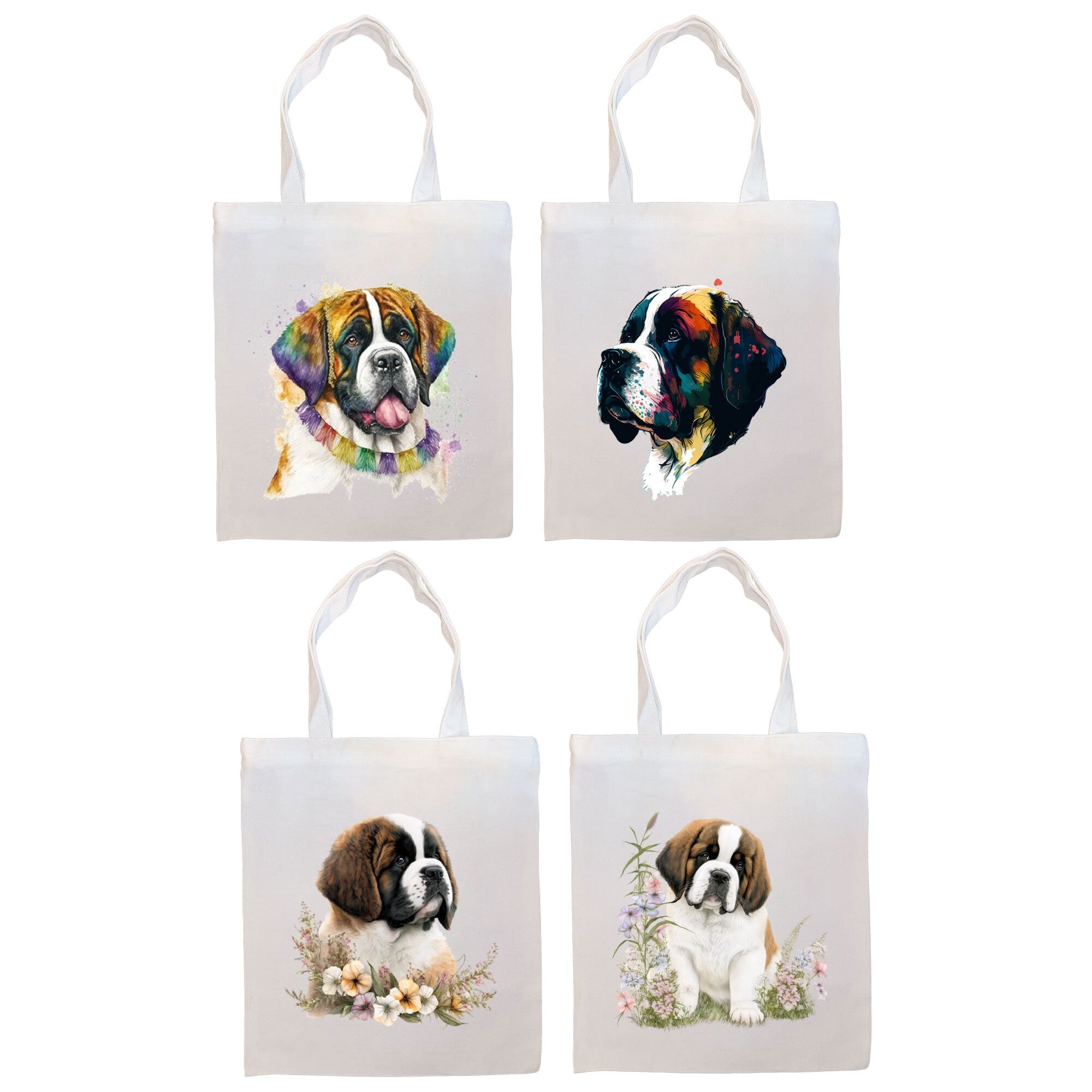 St. Bernard Canvas Tote Bag with zipper and handles, featuring an inner pocket for convenience.