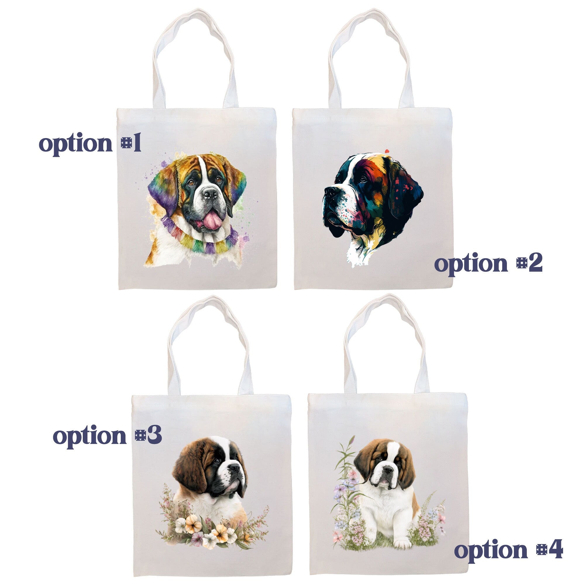 St. Bernard Canvas Tote Bag with zipper and handles, featuring an inner pocket for convenience.