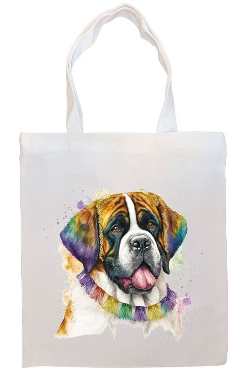 St. Bernard Canvas Tote Bag with zipper and handles, featuring an inner pocket for convenience.