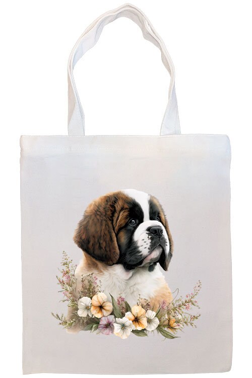 St. Bernard Canvas Tote Bag with zipper and handles, featuring an inner pocket for convenience.
