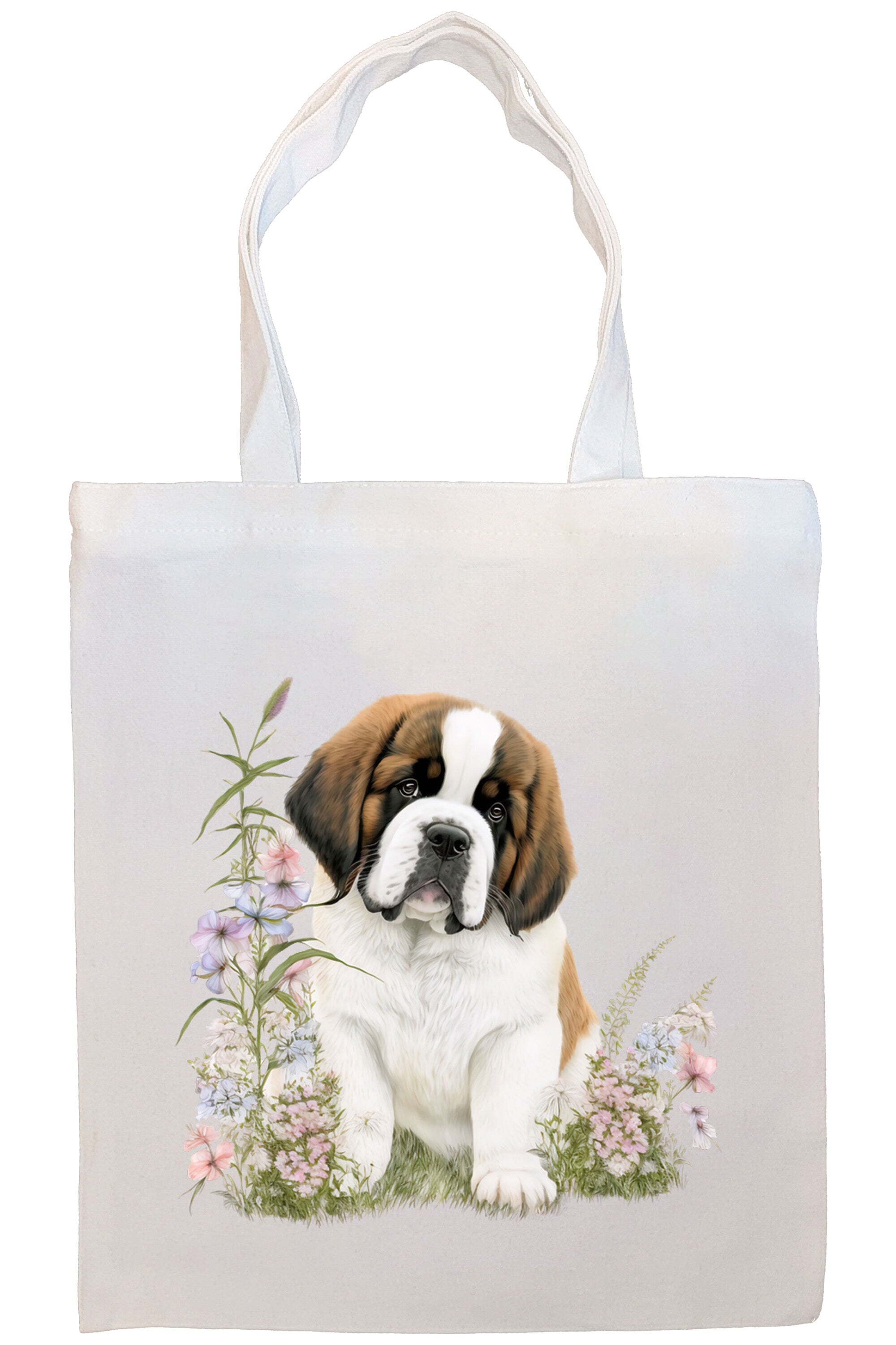 St. Bernard Canvas Tote Bag with zipper and handles, featuring an inner pocket for convenience.