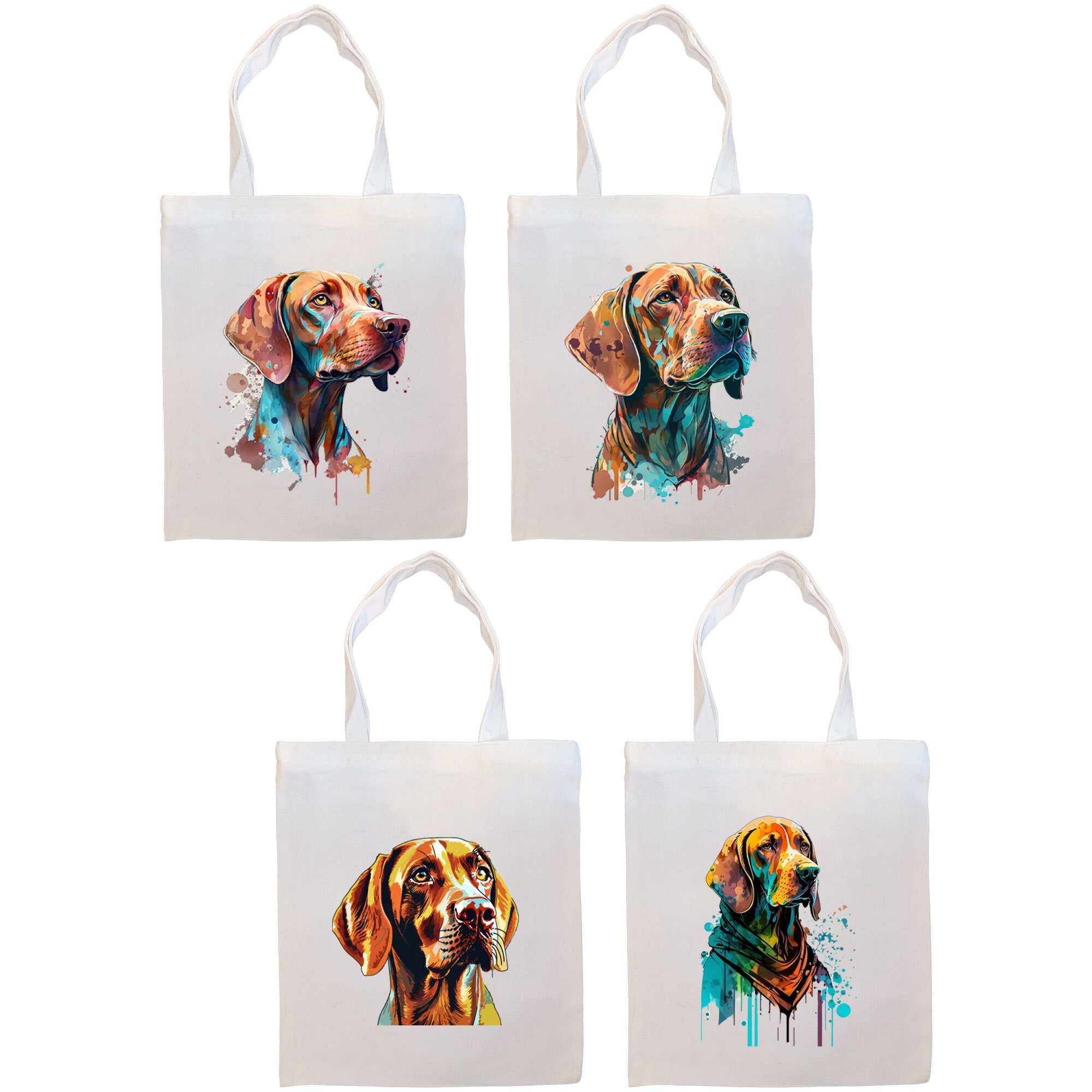 Stylish canvas tote bag featuring a Vizsla design, zippered closure, sturdy handles, and an inner pocket for convenience.