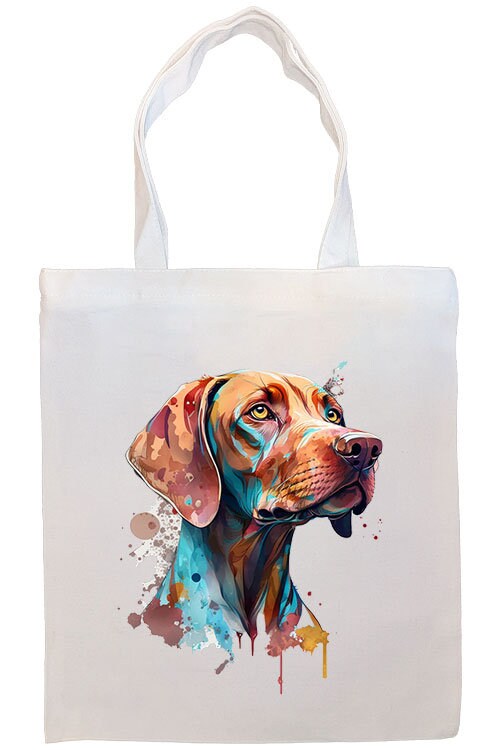 Stylish canvas tote bag featuring a Vizsla design, zippered closure, sturdy handles, and an inner pocket for convenience.