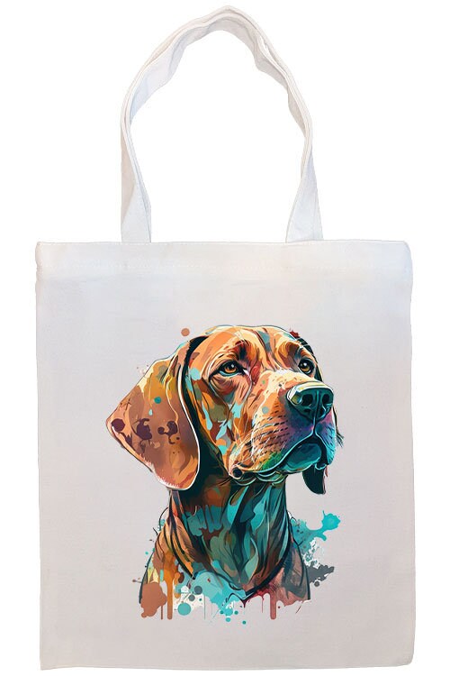 Stylish canvas tote bag featuring a Vizsla design, zippered closure, sturdy handles, and an inner pocket for convenience.