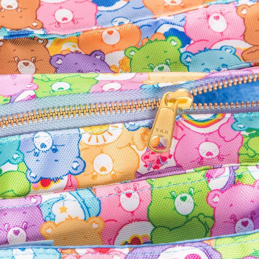 Care Bears x Fresh Pawz Carrier Bag featuring colorful Care Bear designs, durable canvas material, and multiple pockets for pet essentials.