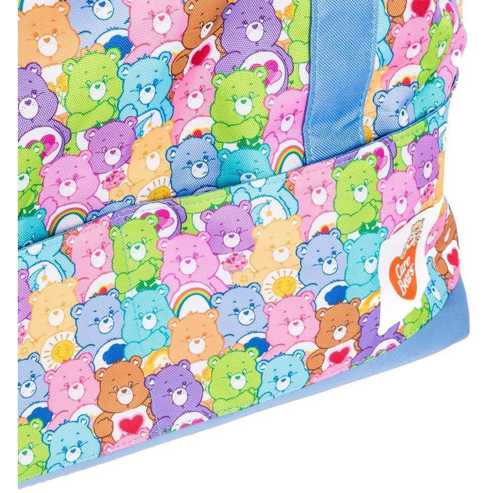 Care Bears x Fresh Pawz Carrier Bag featuring colorful Care Bear designs, durable canvas material, and multiple pockets for pet essentials.