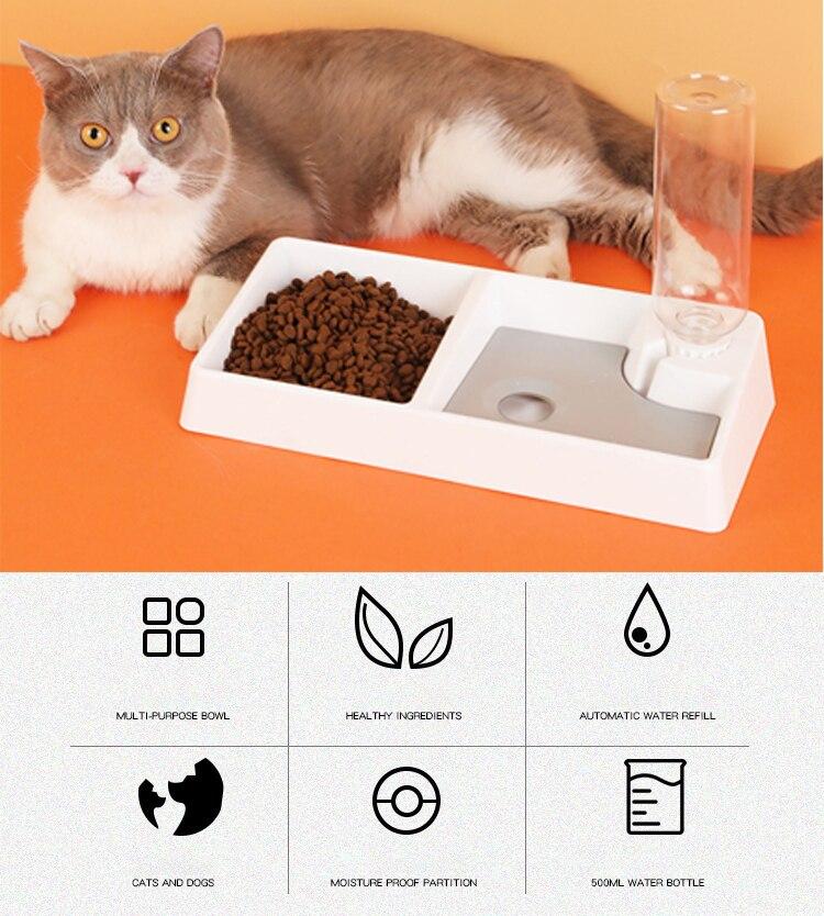 Cat Bowl Dog Water Feeder, a versatile automatic drinking fountain for cats and dogs, made of durable plastic with a gravity-powered water dispenser.