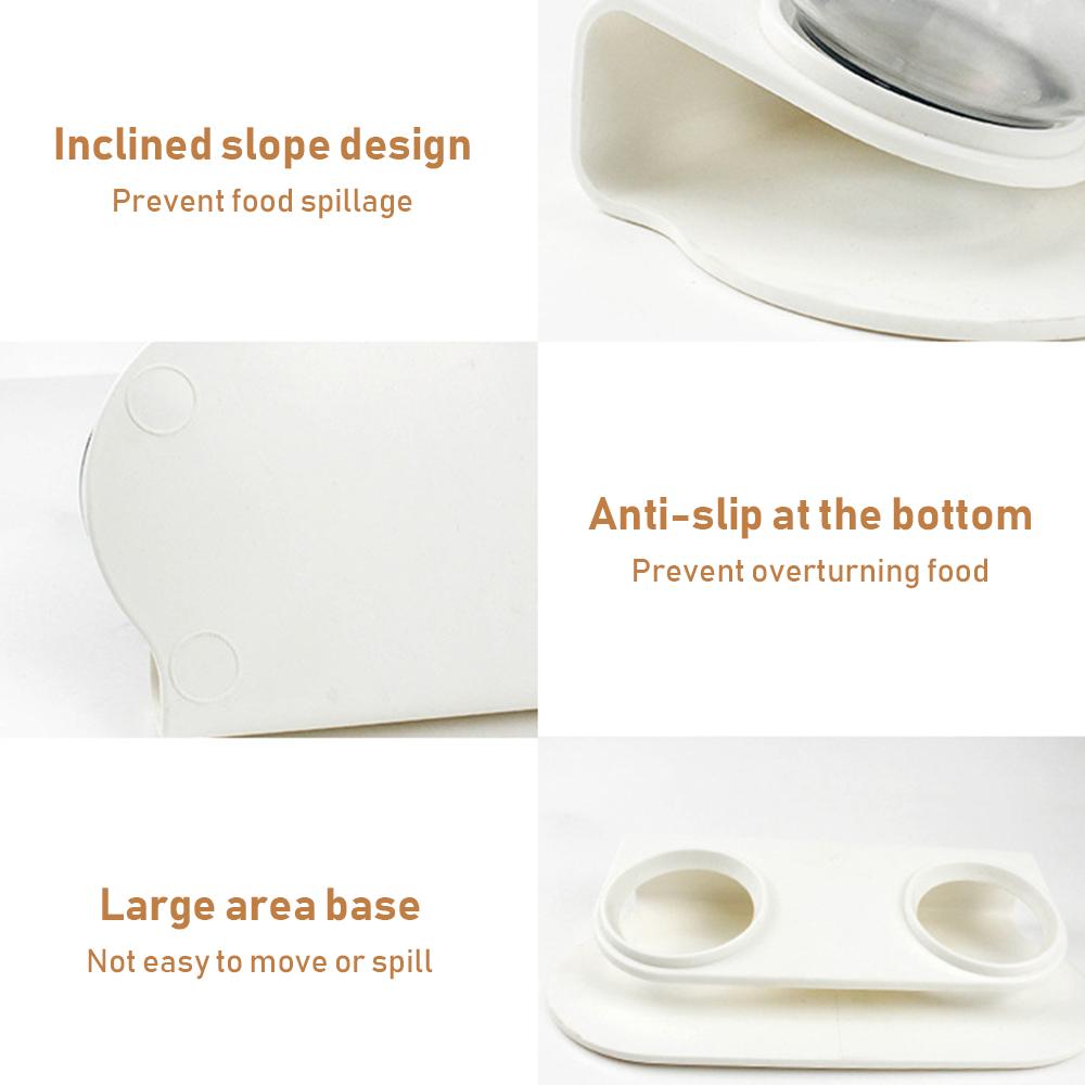 Transparent dual-use cat bowl with non-slip base designed to protect cervical vertebrae, suitable for food and water.