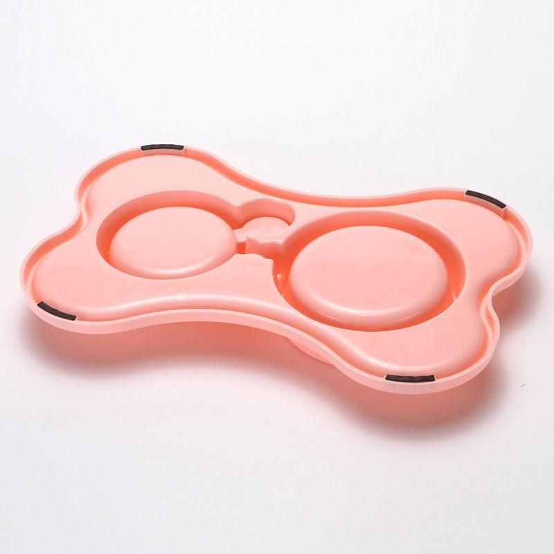 A stylish non-slip double bowl set for cats and small dogs, featuring an automatic water dispenser made of durable stainless steel.