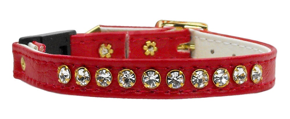 A stylish cat breakaway buckle collar adorned with a row of sparkling Austrian rhinestones, designed for safety and comfort.