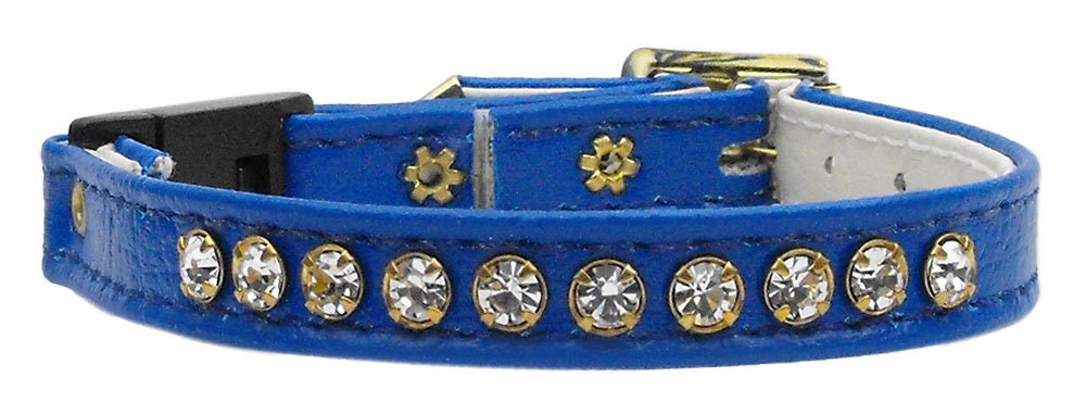 A stylish cat breakaway buckle collar adorned with a row of sparkling Austrian rhinestones, designed for safety and comfort.