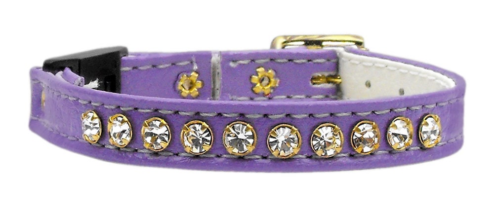 A stylish cat breakaway buckle collar adorned with a row of sparkling Austrian rhinestones, designed for safety and comfort.