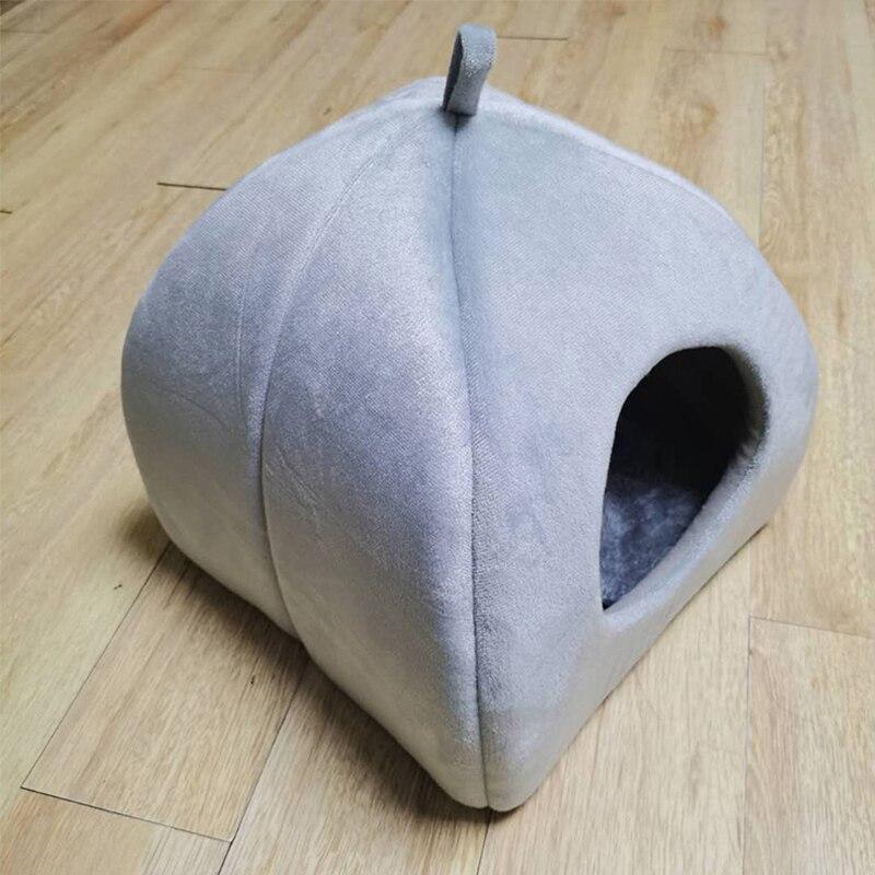 Cozy Cat House Nest Warm Mat in pink, gray, and brown colors, designed for small dogs and cats, featuring a soft tent cave design.