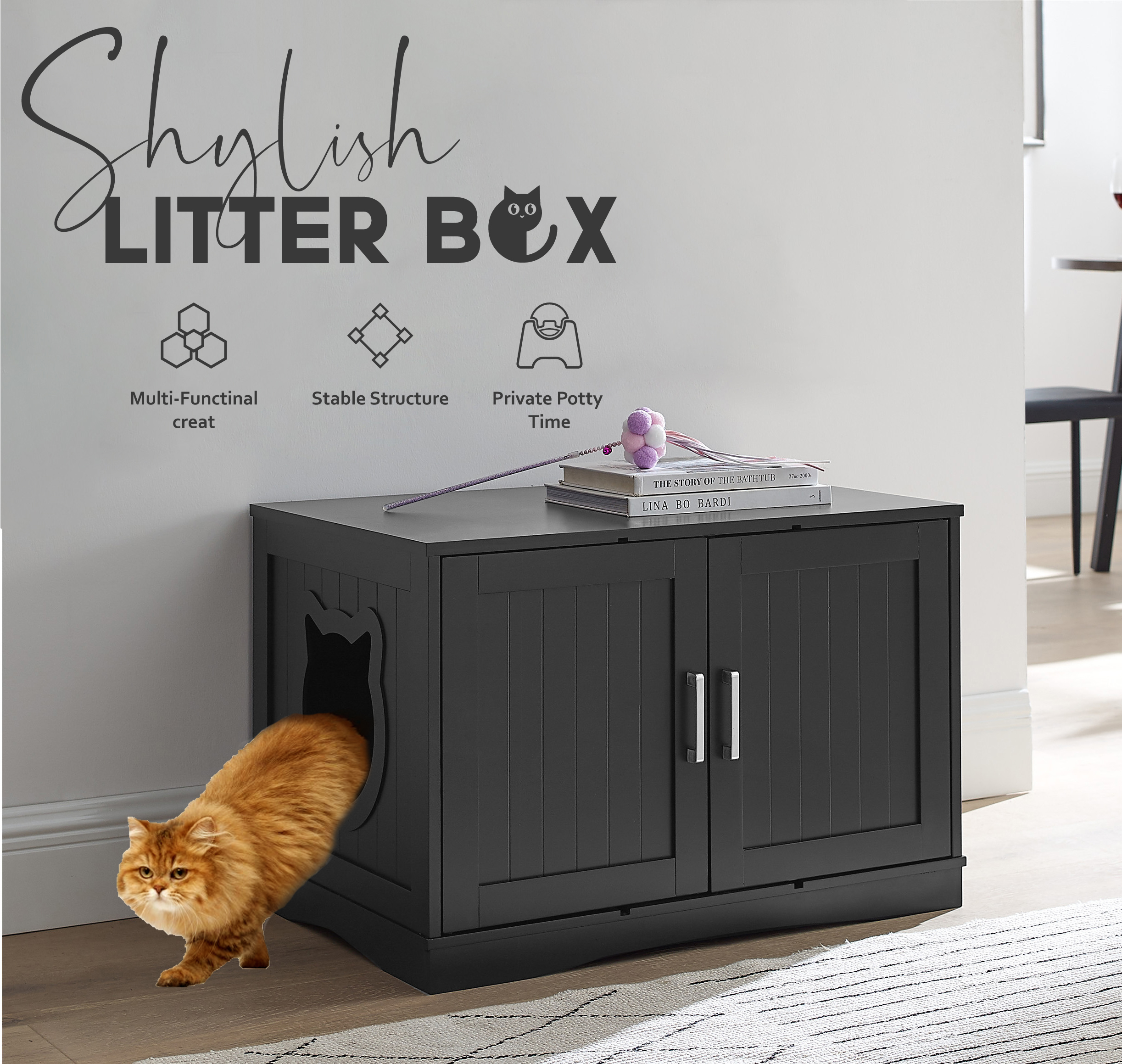 Elegant Cat Litter Box Enclosure Furniture designed for stylish home decor and pet privacy.