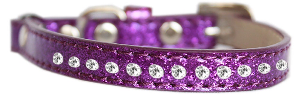A stylish cat safety collar featuring one row of clear crystal rhinestones on a soft, glittery ice cream design.